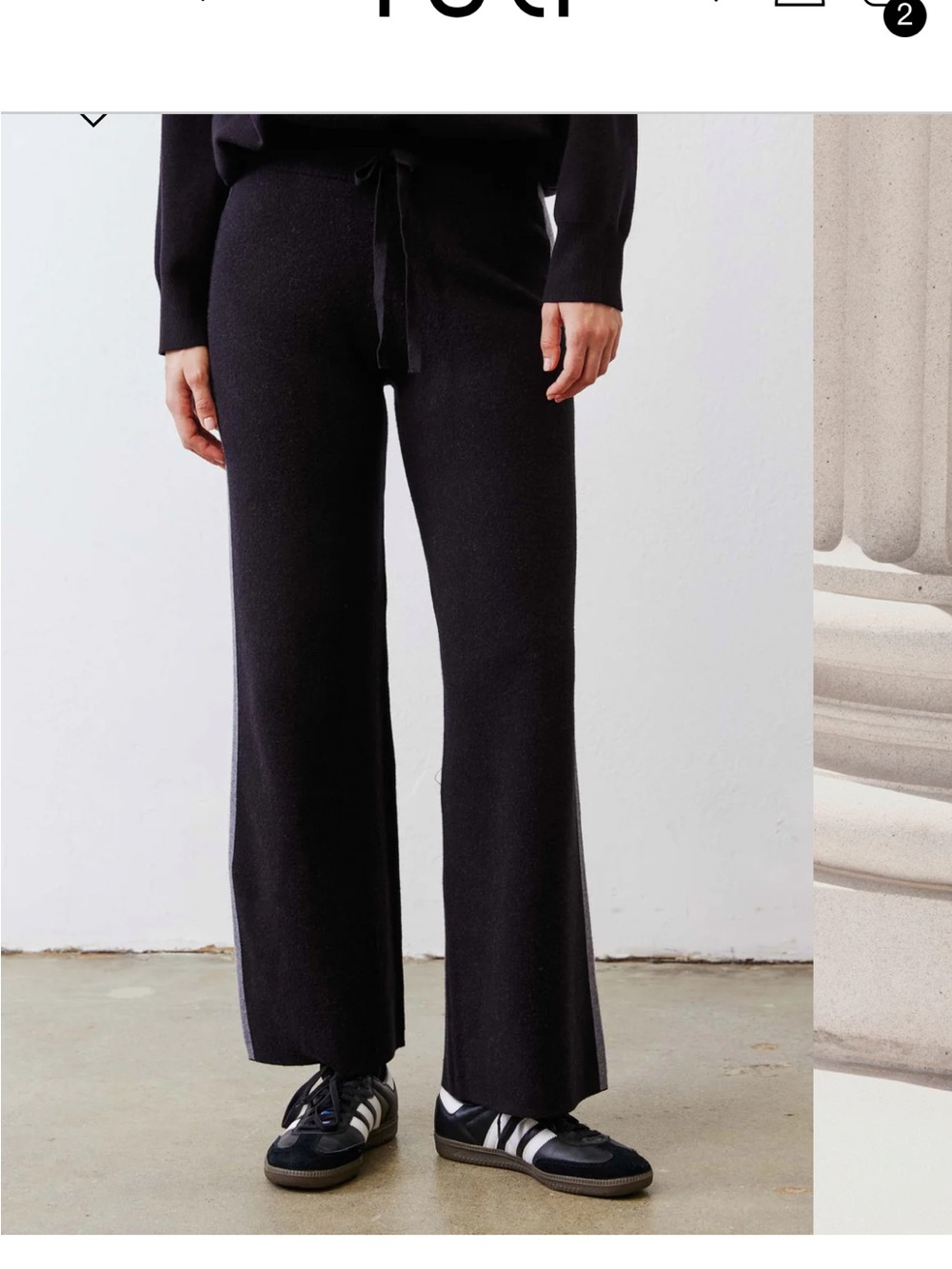 Ruti Sunday vibes lounge Black Pants with White Stripe medium